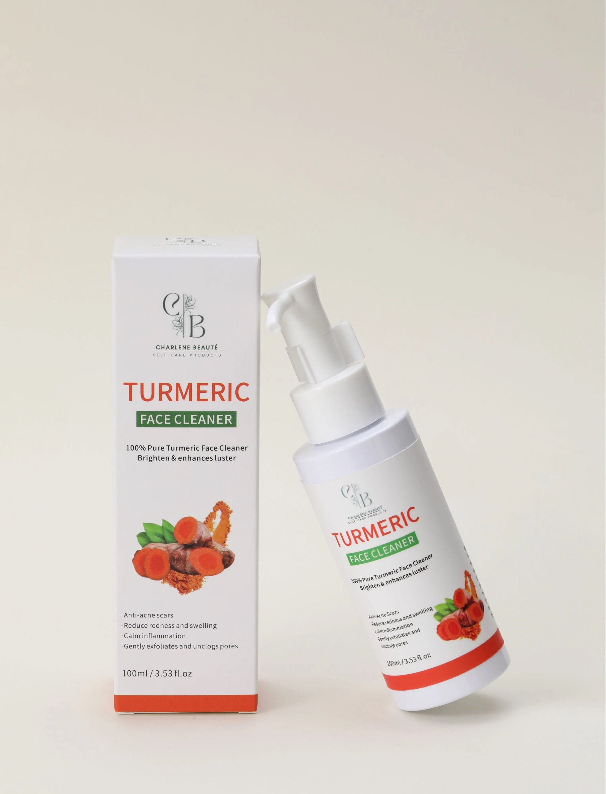 Turmeric Face Cleanser by Charlene Beauté Store - natural brightening cleanser for dark spots and glowing melanin-rich skin